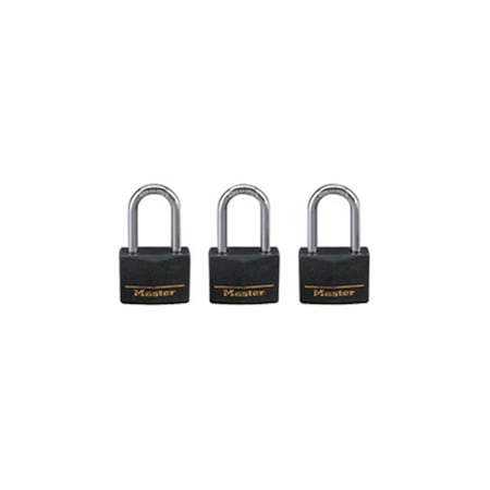 Master Lock 3 Pack of Keyed-Alike Vinyl-Covered Brass Padlocks - Model No. 141TRILF 178672